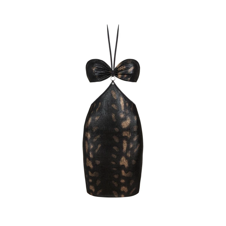 Sukienka seksowna OBSESSIVE Vivianty - biustonosz bandeau, błyszczący materiał, XS/S