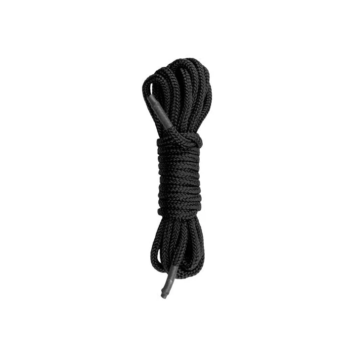 Wiązania - Black Bondage Rope 10m, Nylon, Miękka Tkanina, Czarny