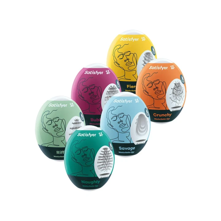 Masturbator - Satisfyer Eggs, zestaw 6 sztuk, hydroaktywny TPE, elastyczny materiał
