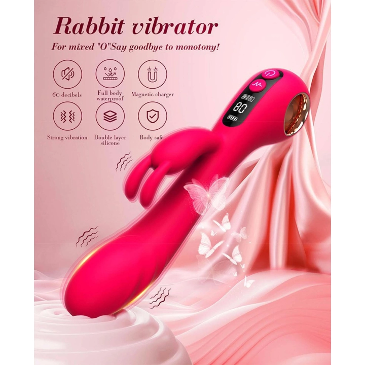 Wibrator króliczek Rabbit G-Spot Dual - silikon 2w1, 9+9 trybów, IPX7, USB magnetyczne