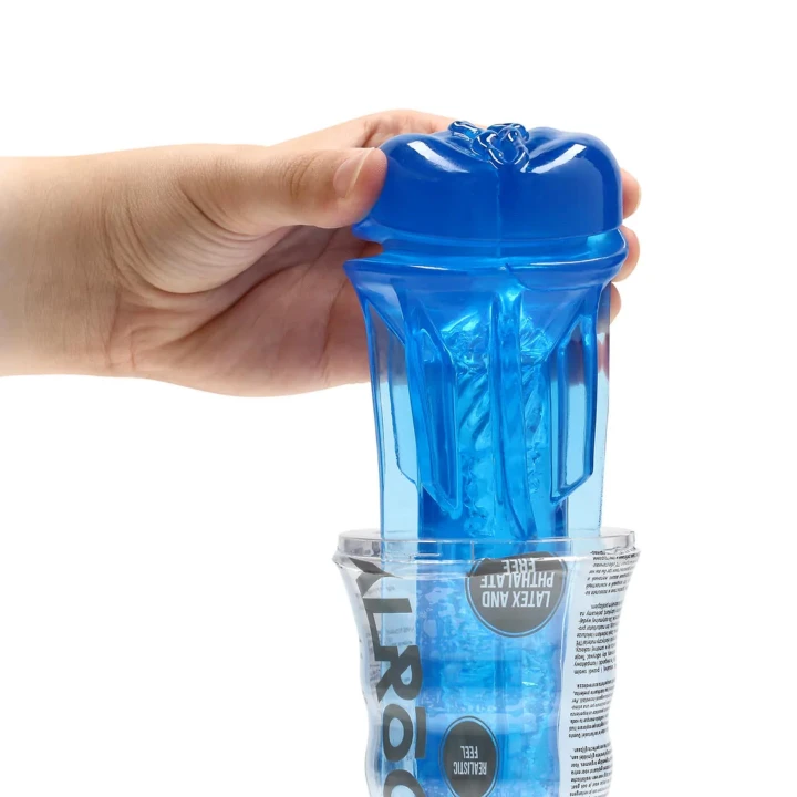 Masturbator TPE Easy Rider - kompaktowy, 21,5cm, elastyczny, niebieski