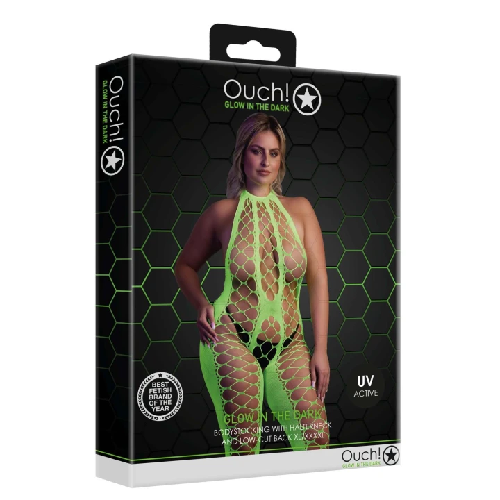 Bodystocking UV Neon z Halternkiem, Rozmiar XL/XXXXL, Elastyczny Nylon