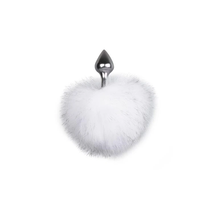 Korek analny - Bunny Tail Plug No. 1, Aluminium, Srebrny, 1.30 cm średnicy