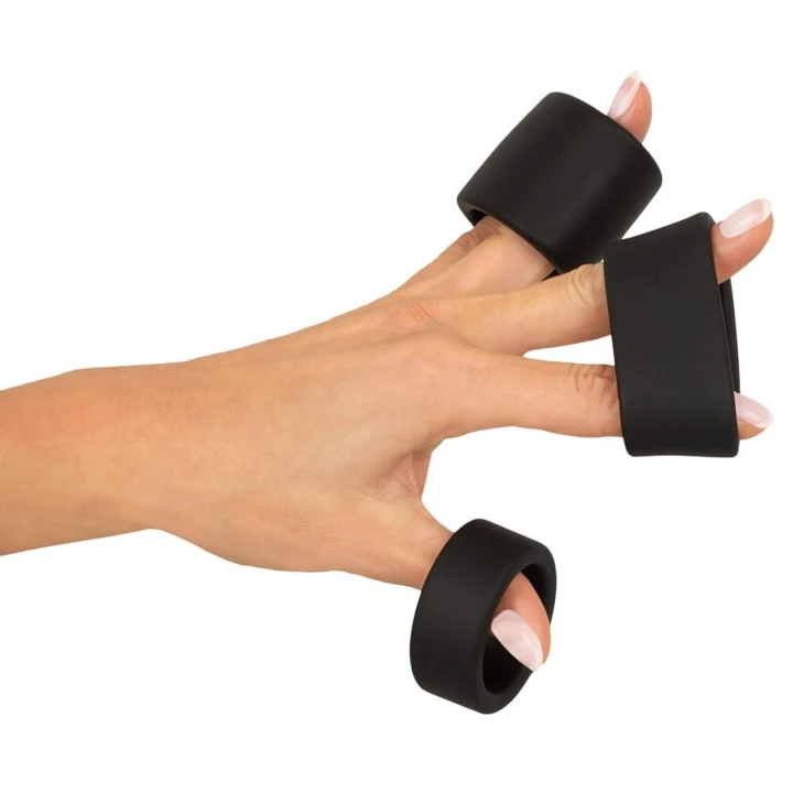 Pierścień na jądra Erecto - 3-częściowy zestaw, elastyczny silikon, rozmiary 2-4 cm