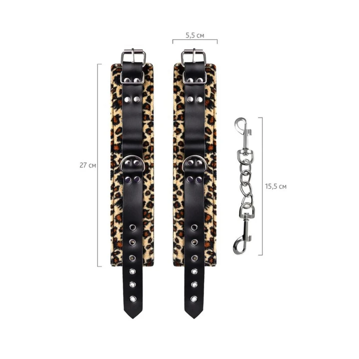 Kajdanki na Kostki Anonymo, skóra PU, nadruk, regulowane, 27 cm