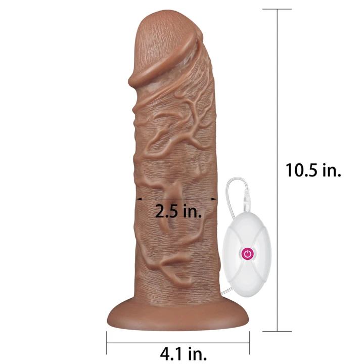 Dildo 10,5'' LoveToy Legendary, elastyczny, wibracje 10 funkcji, realistyczny materiał PVC