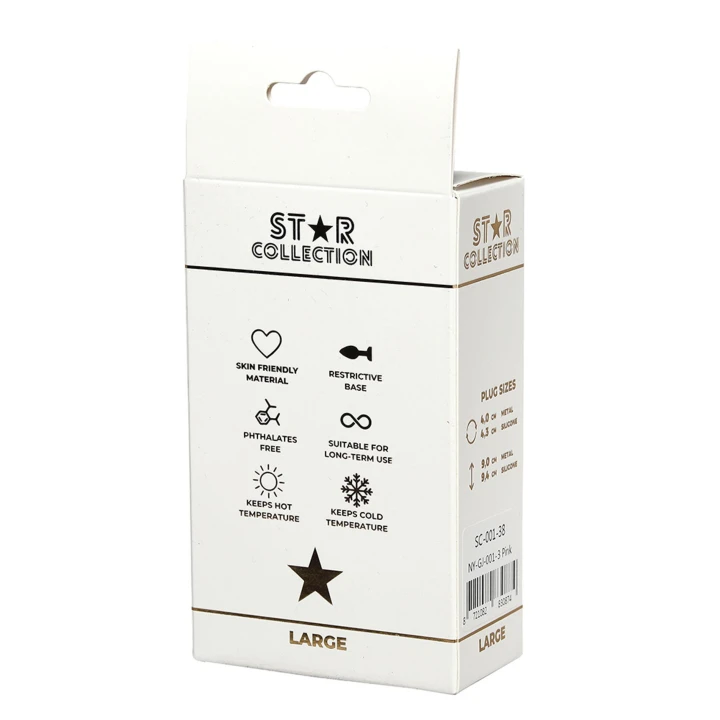 Korek analny L Star Collection – silikonowy, różowy z niebieskim kamieniem