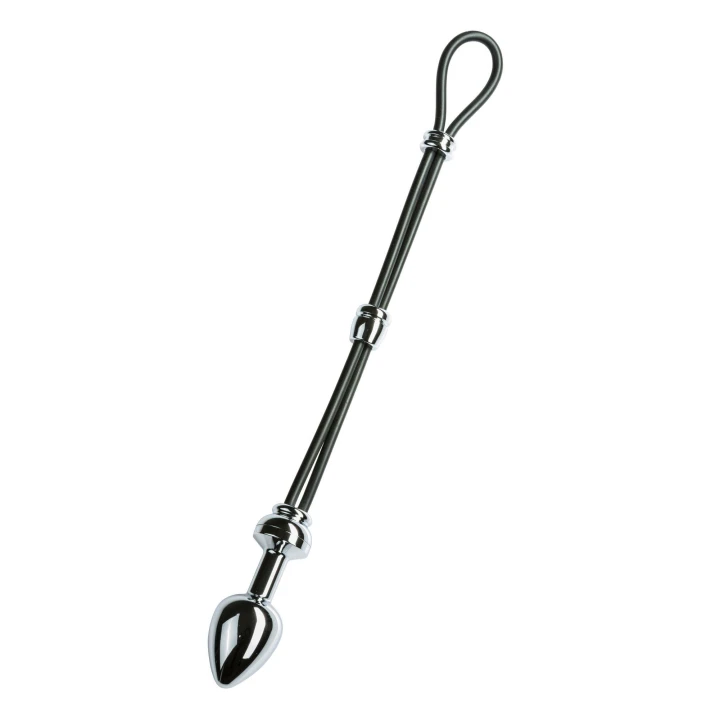 Pierścień na penisa MALESATION z aluminiowym zatyczką, mały, chromowany, NBR-elastomer