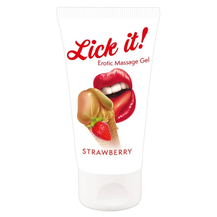 Żel do masażu ciała Lick it! Strawberries 50 ml - Wegański, na bazie wody, aromatyczny