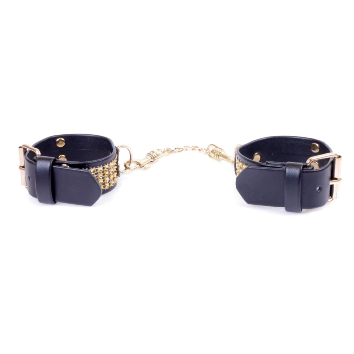 Mankiety do rąk Fetish B - Sztuczna skóra, regulacja 18-22 cm, łańcuch metalowy