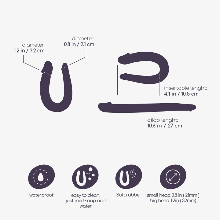 Dildo podwójne Crushious, elastyczne, 27 cm, realistyczne detale, wodoodporne