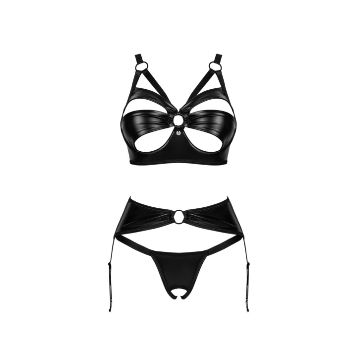 Bielizna otwarta OBSESSIVE Armares XS/S - stringi, biustonosz, pas do pończoch