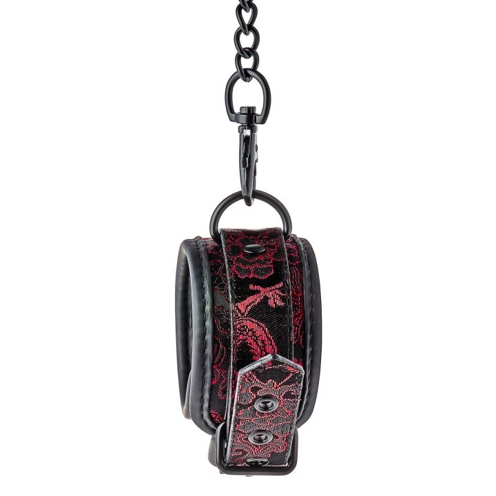 Kajdanki regulowane BLAZE DELUXE z neoprenu, z czarnym niklowanym łańcuchem