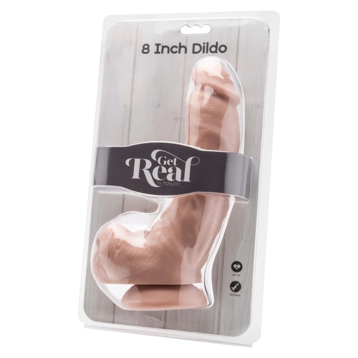 Dildo 8 cali z kulkami TOYJOY, realistyczny, bez ftalanów, skóra jasna