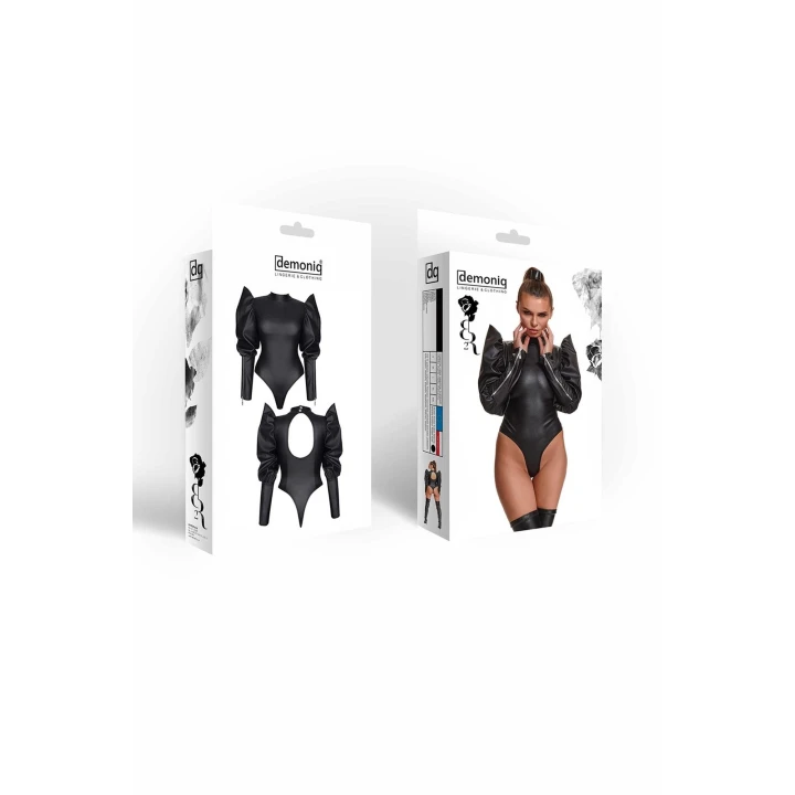Body DEMONIQ Kolekcja Black Rose 2.0, ekoskóra, długie rękawy, rozmiar L, czarne