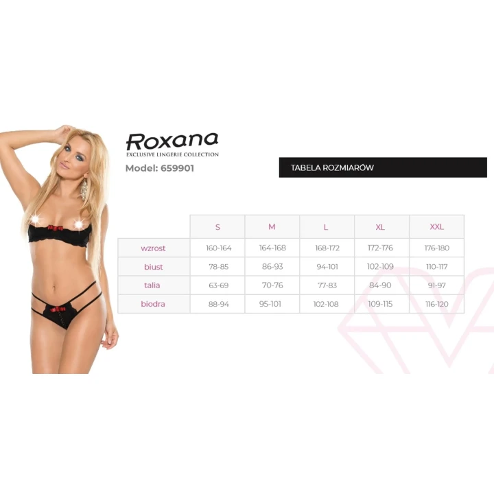 Półbiustonosz ROXANA peek-a-boo, koronkowe wykończenie, modelujący, czerwono-czarny