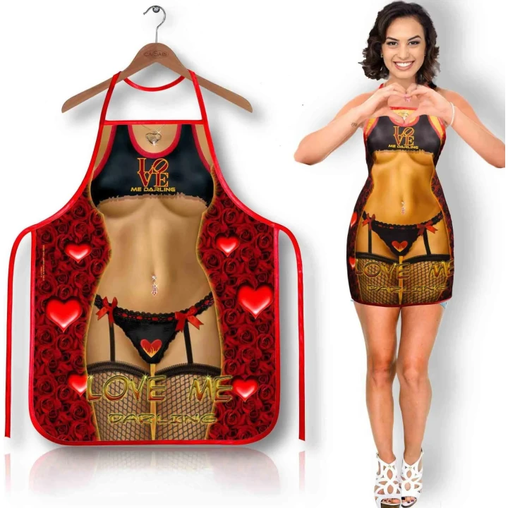 Fartuch kuchenny 140LV Love Me, motyw miłosny, wysoka jakość materiału, komfort noszenia