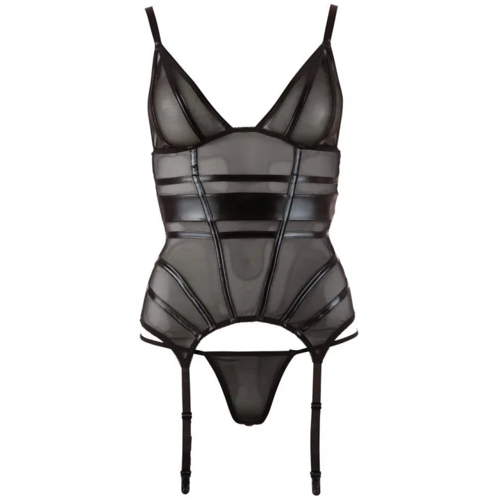 Top na szelkach Strapshemd, transparentny powernet, regulowane paski, wetlook