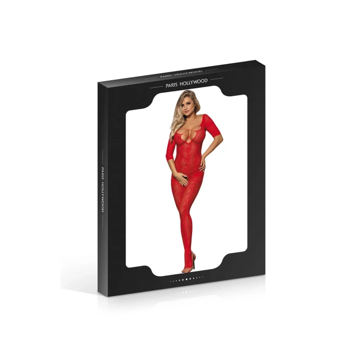 Kombinezon otwarty PARIS HOLLYWOOD, transparentny materiał, elastyczność 88% nylonu