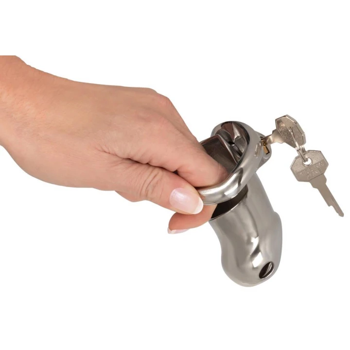 Klatka na penisa Fetish Collection, stal nierdzewna, otwory do wentylacji, długość 8,5 cm