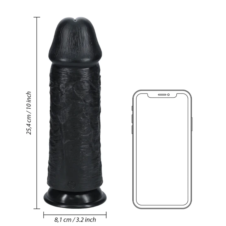Dildo RealRock - 25,4 cm, Grubość 8 cm, PVC, Głęboka Penetracja, Przyssawka