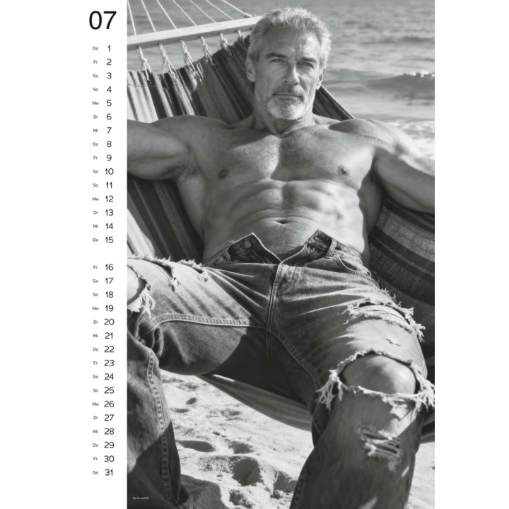 Kalendarz ścienny Pin-up Men 2027 – 12 czarno-białych zdjęć, format 297 × 420 mm