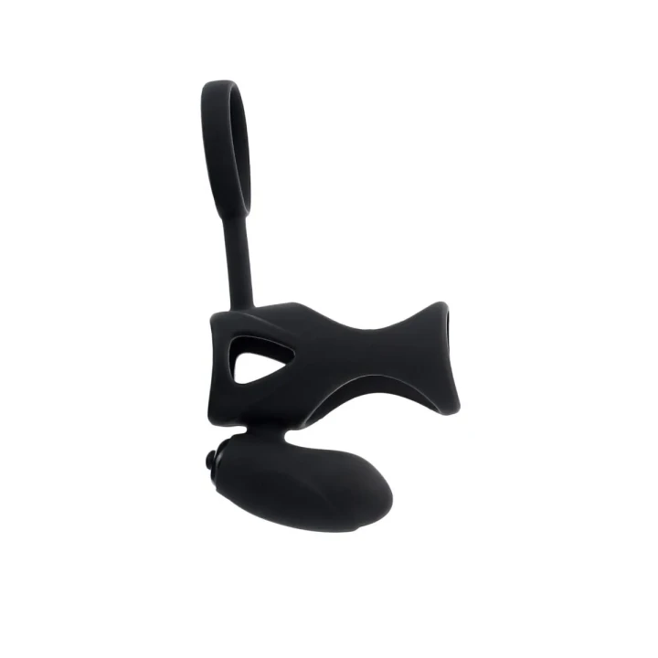 Pierścień erekcyjny z wibracjami Black&Red, silikon, wodoodporny, 14.5 cm