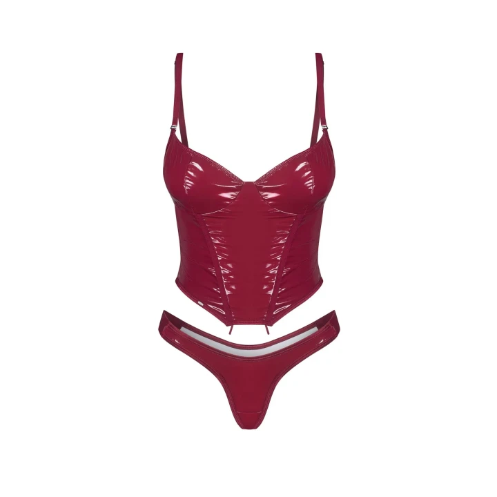 Gorset modelujący OBSESSIVE z lakierowanym wykończeniem i regulowanymi ramiączkami 2XL/3XL