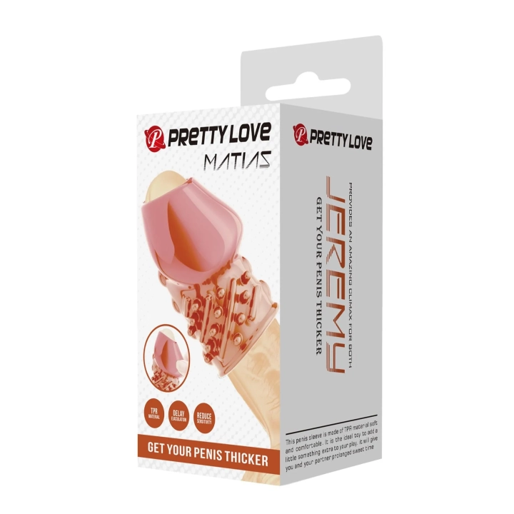 Nakładka na penisa PRETTY LOVE Matias, TPR, wodoodporna, elastyczna, z efektem opóźniającym