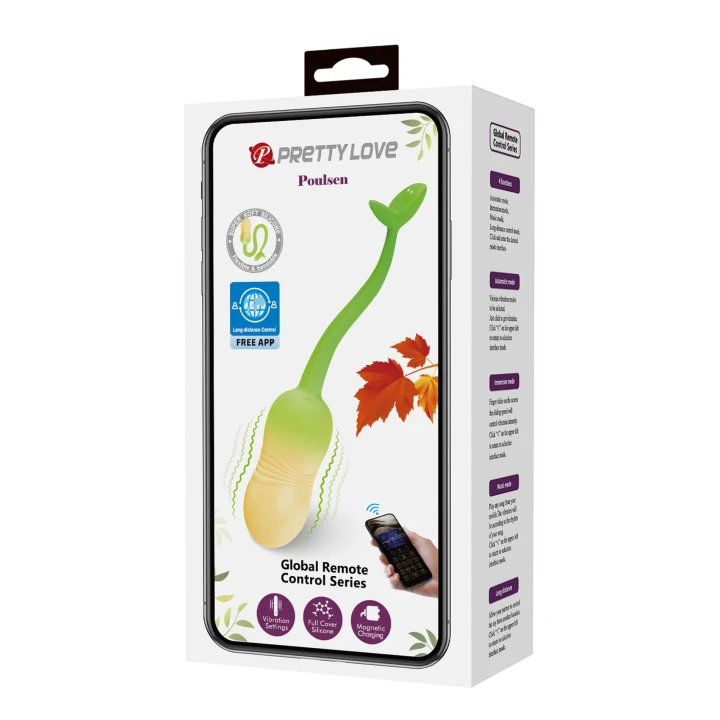 Wibrator jajeczny Pretty Love Poulsen, 20 cm, 12 trybów wibracji, aplikacja mobilna