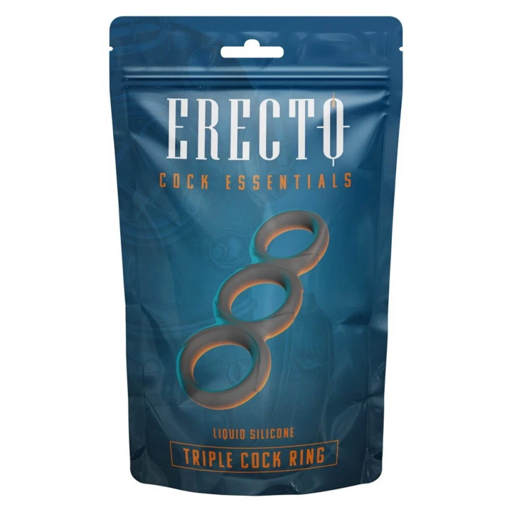 Pierścień erekcyjny Erecto Triple - 3 rozmiary, elastyczny silikon, wzmocniona erekcja