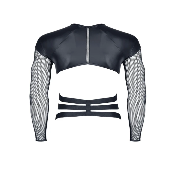 Koszulka męska REGNES FETISH PLANET, czarna, elastyczna, z metalowymi pierścieniami