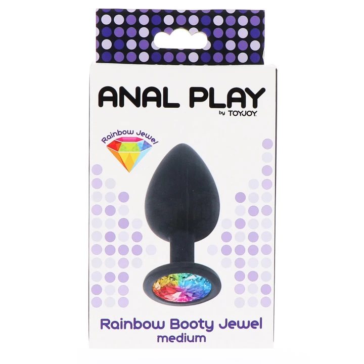 Korek analny TOYJOY Diamond Booty Jewel, silikonowy, 3.5 cm, czarny z akcentem
