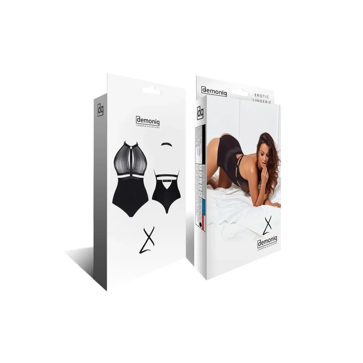 Body DEMONIQ Kolekcja Lady X Aleta001 - czarny - koronka geometryczna - XXL