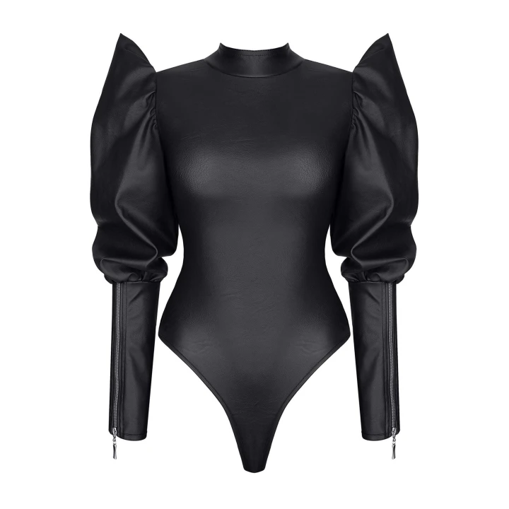 Body DEMONIQ Kolekcja Black Rose 2.0, ekoskóra, długie rękawy, rozmiar L, czarne