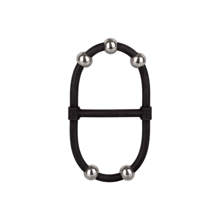 Pierścień erekcyjny z kuleczkami ze stali inox - silikon, 3.75 cm, dwukrotny efekt