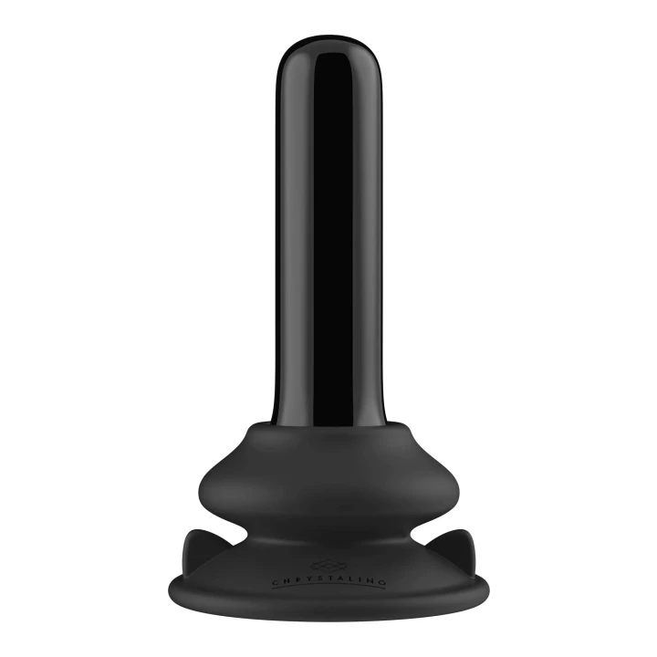 Wibrator szklany Chrystalino z przyssawką, 10 prędkości, pilot bezprzewodowy, czarny
