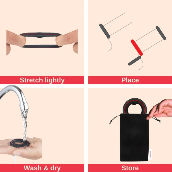 Pierścień erekcyjny Nappex™ Fuego - 3 rozmiary, silikon medyczny, wodoodporny