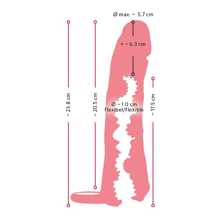Słoik na penisa Nature Skin, rozszerzenie 23,8 cm, faktura przypominająca żywą skórę