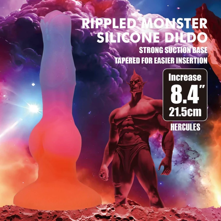 Dildo Power Monsters Hercules - 21,5 cm, silikony, z przyssawką, rzeźbiony
