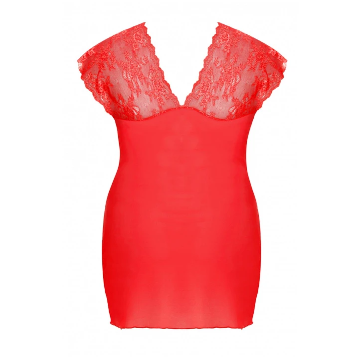 Koszulka nocna ANAIS PLUS SIZE, elastyczny materiał, koronkowe detale, stringi w zestawie