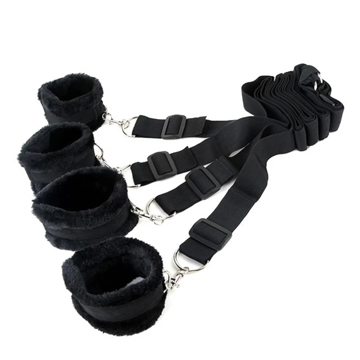 Zestaw do krępowania Fetish B-Series 4-punktowy, z miękkimi kajdankami i regulowanymi pasami