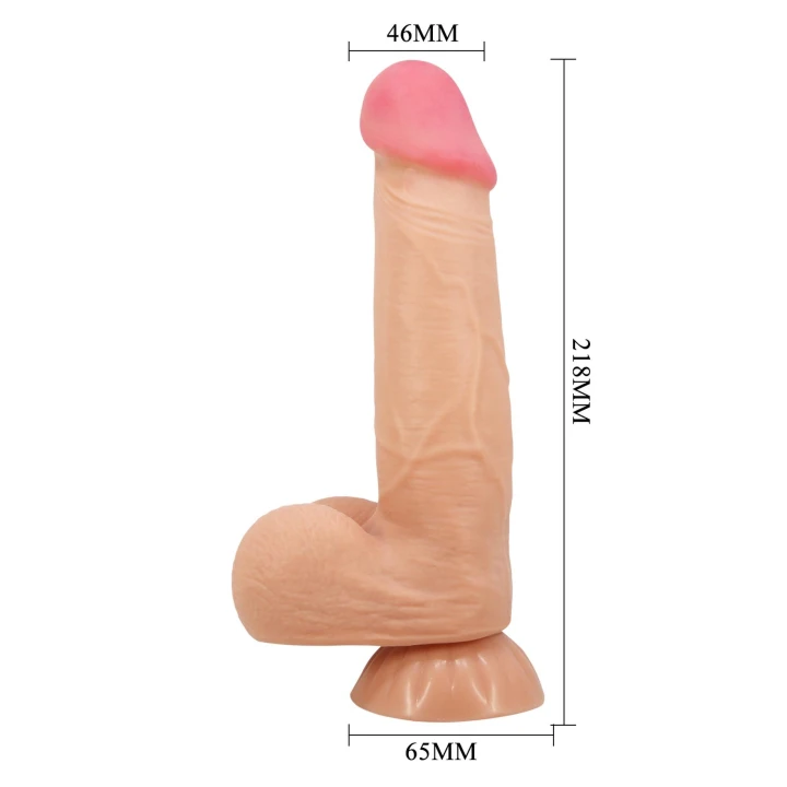 Dildo BAILE - 8,5'' z przyssawką, skóra TPR, elastyczny rdzeń