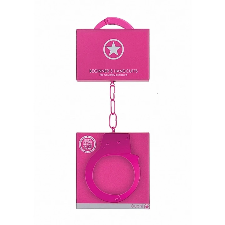 Kajdanki metalowe - różowe, dla początkujących, kompaktowe 28,5 cm, bezpieczne