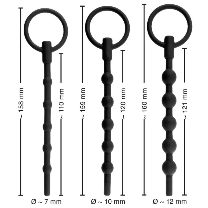 Zestaw do treningu Uretralu silikonowy 3 szt. - różne średnice, elastyczne końcówki