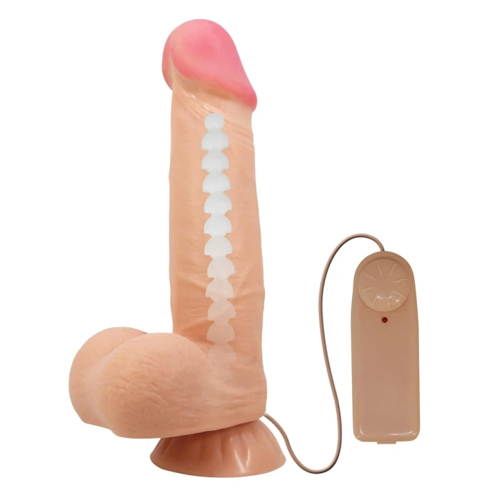 Dildo BAILE - 8,5'' Wibracyjne, Elastyczne, Przyssawka, Materiał TPR/ABS