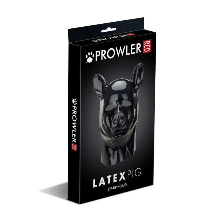 Lateksowa maska piggy Prowler RED z otworami, elastyczna, idealna do zabaw bondage