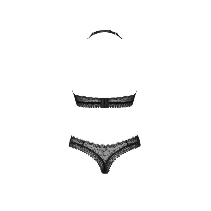 Bielizna damska OBSESSIVE Medilla, czarna, koronka, biustonosz z stringami, XS/S