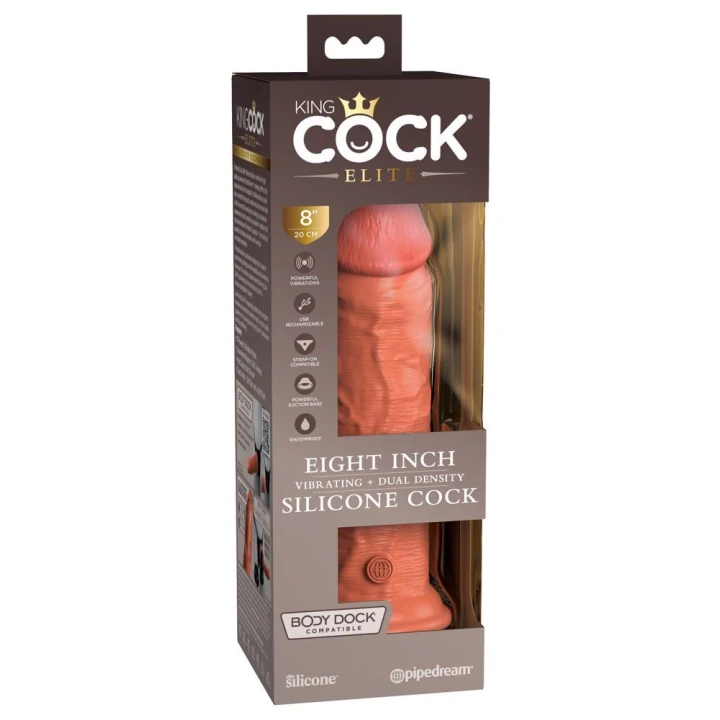 Wibrator 8" King Cock Elite - Silikon, wodoodporny, 10 trybów wibracji