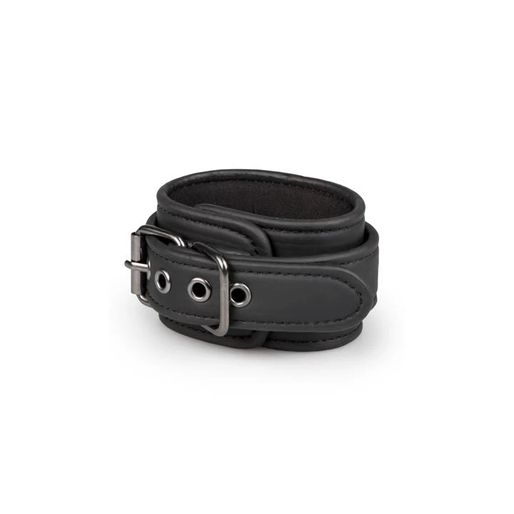 Kajdanki regulowane PU Leather z metalowym łańcuchem, czarne, dla par 11-28 cm